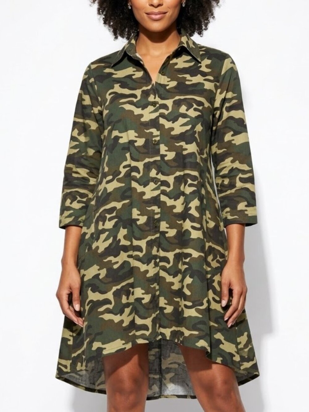 Kayra Imports Gorpcore Camo Shirt Dress - Utility Streetwear Military Mini S